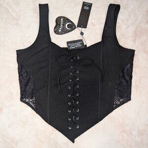 Killstar NWT Ravinenne Corset Top XL Black Lace Goth Witchy Emo